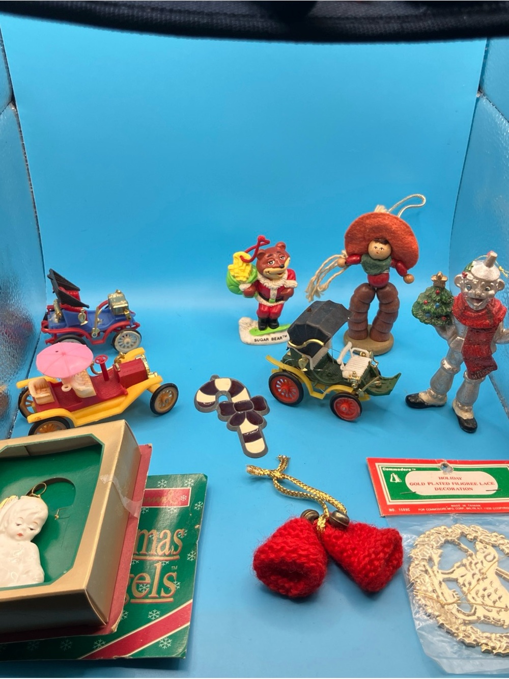 lot of vintage Christmas ornaments